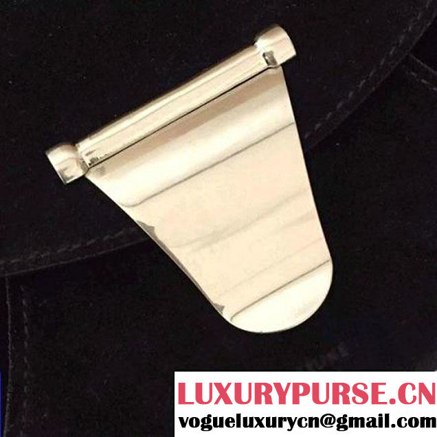 Celine Chain Clutch Bag In Black Suede Calfskin Fall 2016 (2A011-6112103 )