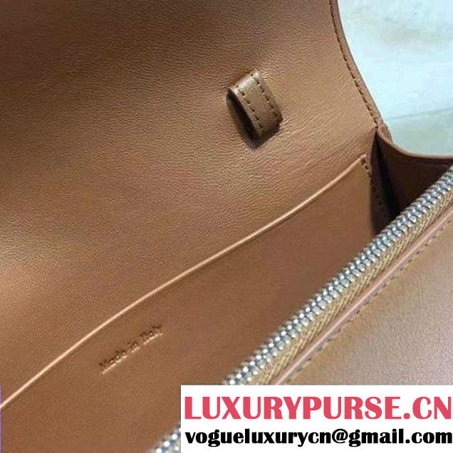 Celine Smooth Calfskin Frame Clutch Chain Shoulder Bag White/Brown 2017 (1A021-7021107 )