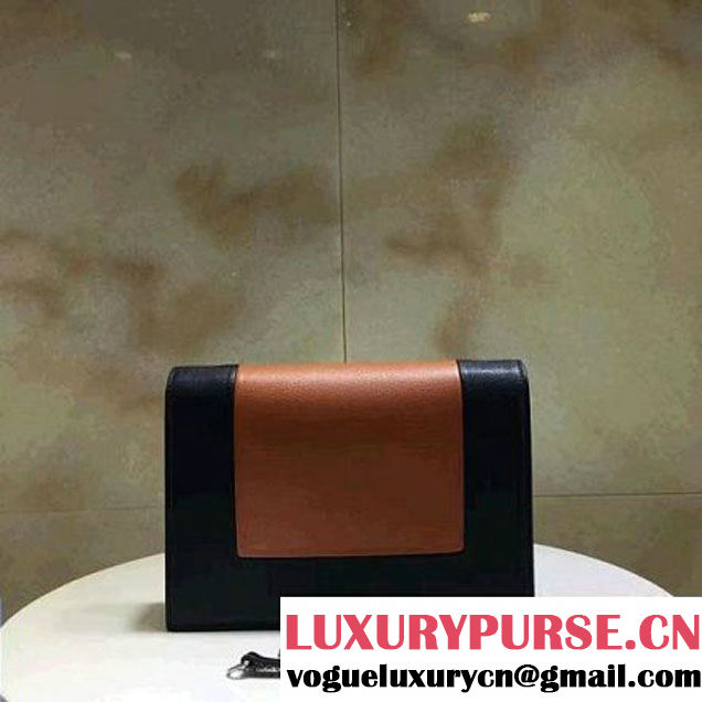 Celine Smooth Calfskin Frame Clutch Chain Shoulder Bag Orange/Black 2017 (1A021-7021108 )