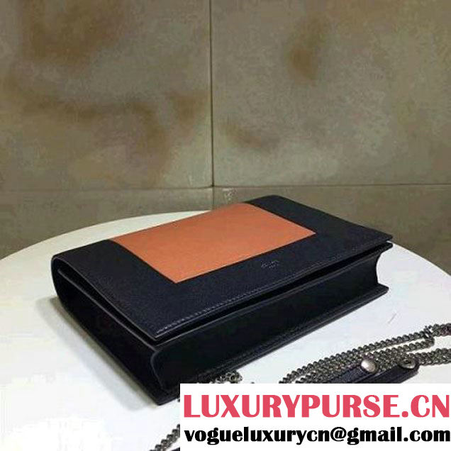 Celine Smooth Calfskin Frame Clutch Chain Shoulder Bag Orange/Black 2017 (1A021-7021108 )
