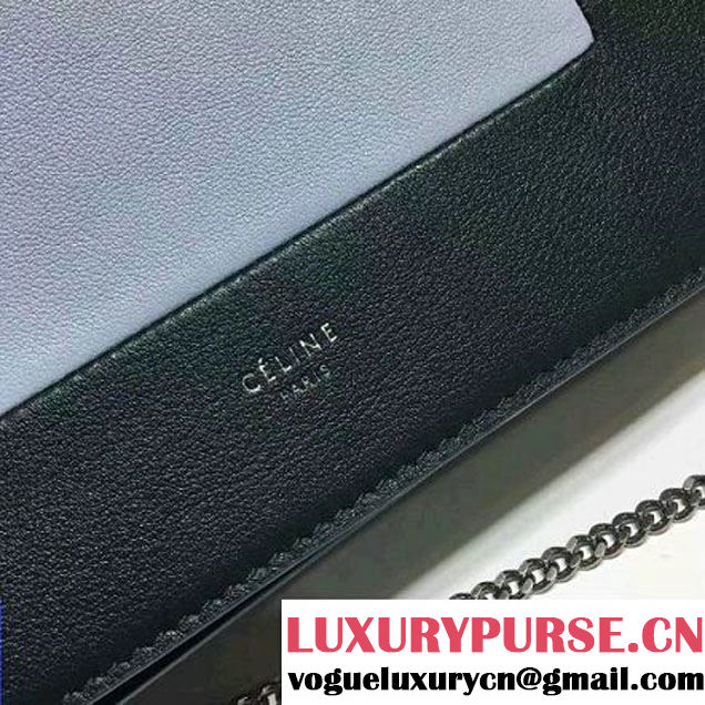 Celine Smooth Calfskin Frame Clutch Chain Shoulder Bag Blue/Green 2017 (1A021-7021110 )