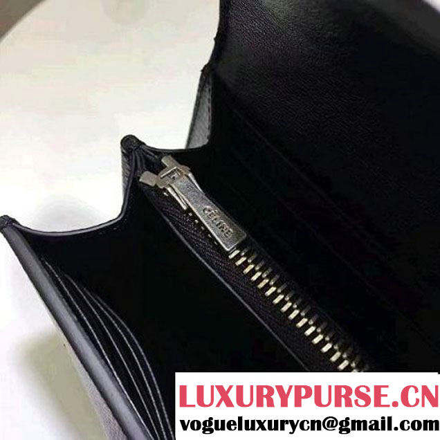 Celine Trotteur Clutch In Black Grained Calfskin 2017 (1A021-7032216 )