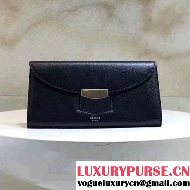 Celine Trotteur Clutch In Deep Blue Grained Calfskin 2017 (1A021-7032217 )