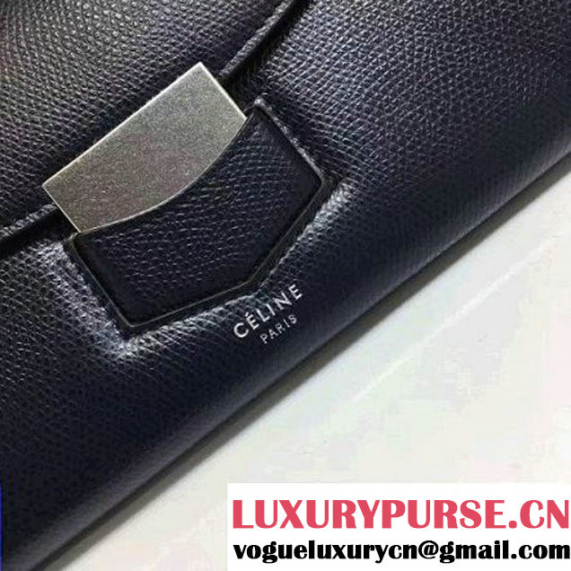 Celine Trotteur Clutch In Deep Blue Grained Calfskin 2017 (1A021-7032217 )