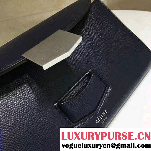 Celine Trotteur Clutch In Deep Blue Grained Calfskin 2017 (1A021-7032217 )