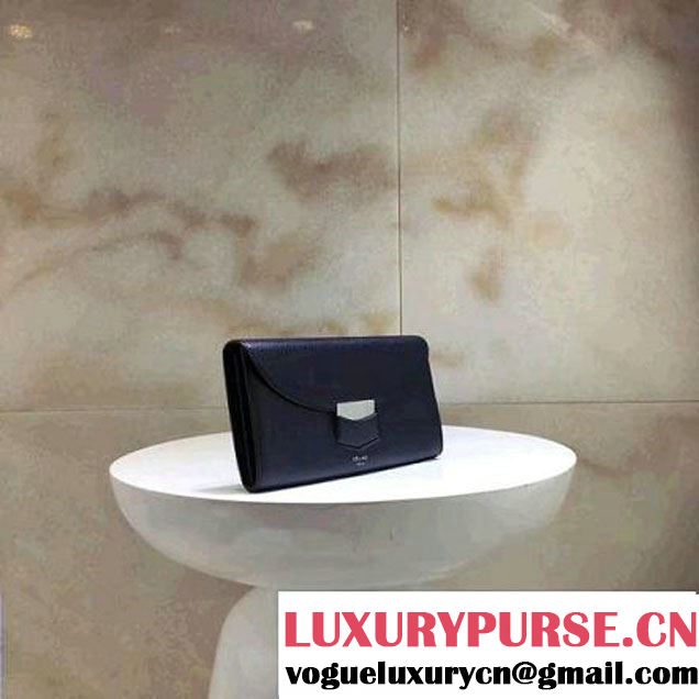 Celine Trotteur Clutch In Deep Blue Grained Calfskin 2017 (1A021-7032217 )