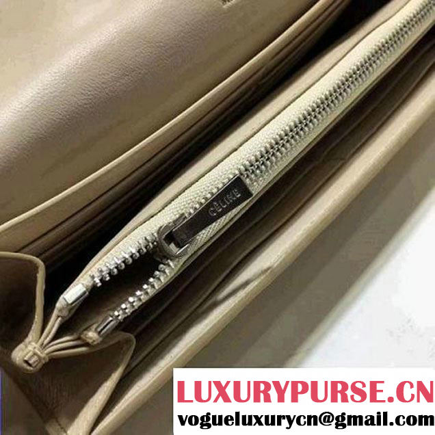 Celine Trotteur Clutch In Off-White Grained Calfskin 2017 (1A021-7040701 )