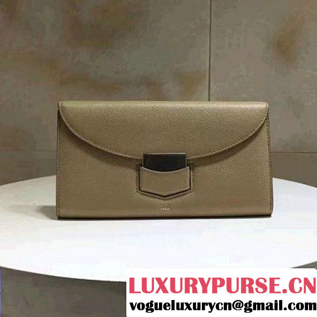 Celine Trotteur Clutch In Beige Grained Calfskin 2017 (1A021-7040702 )