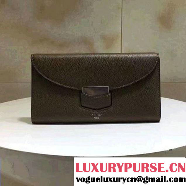 Celine Trotteur Clutch In Brown Grained Calfskin 2017 (1A021-7040703 )