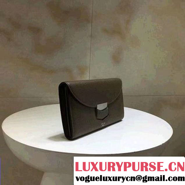 Celine Trotteur Clutch In Brown Grained Calfskin 2017 (1A021-7040703 )