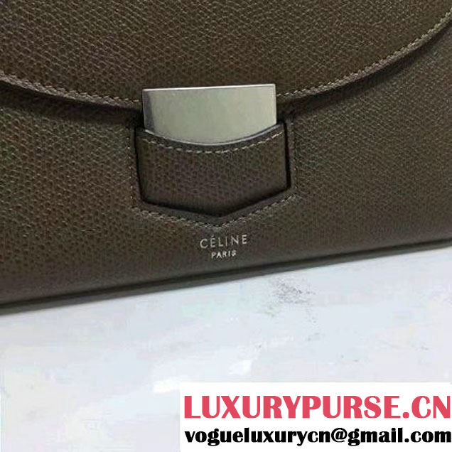 Celine Trotteur Clutch In Brown Grained Calfskin 2017 (1A021-7040703 )