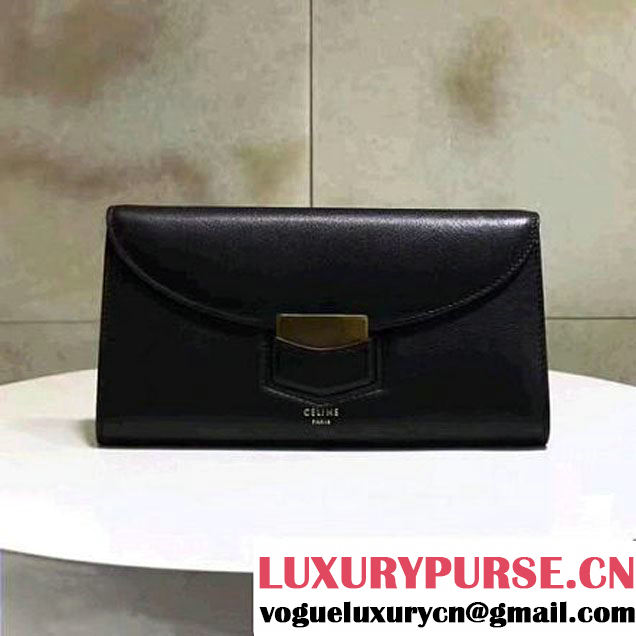 Celine Trotteur Clutch In Black Smooth Calfskin 2017 (1A021-7040705 )