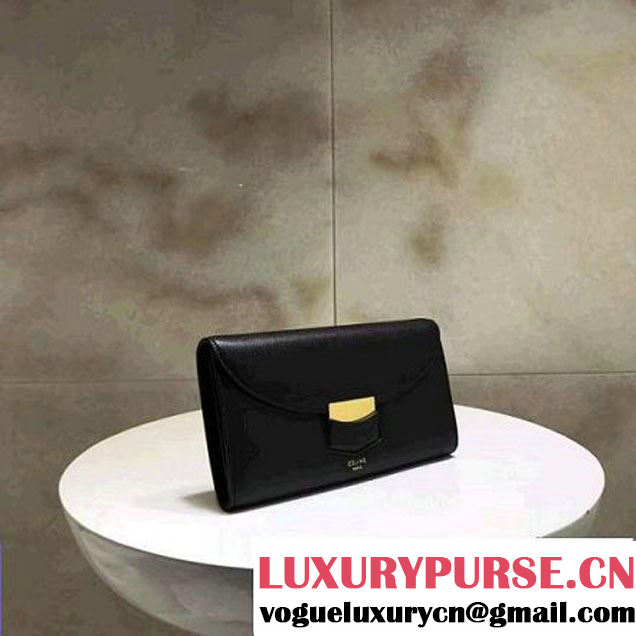 Celine Trotteur Clutch In Black Smooth Calfskin 2017 (1A021-7040705 )