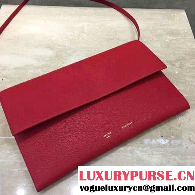 Celine Folded Clutch in Shiny Goatskin Red 2017 (1A021-7070318 )