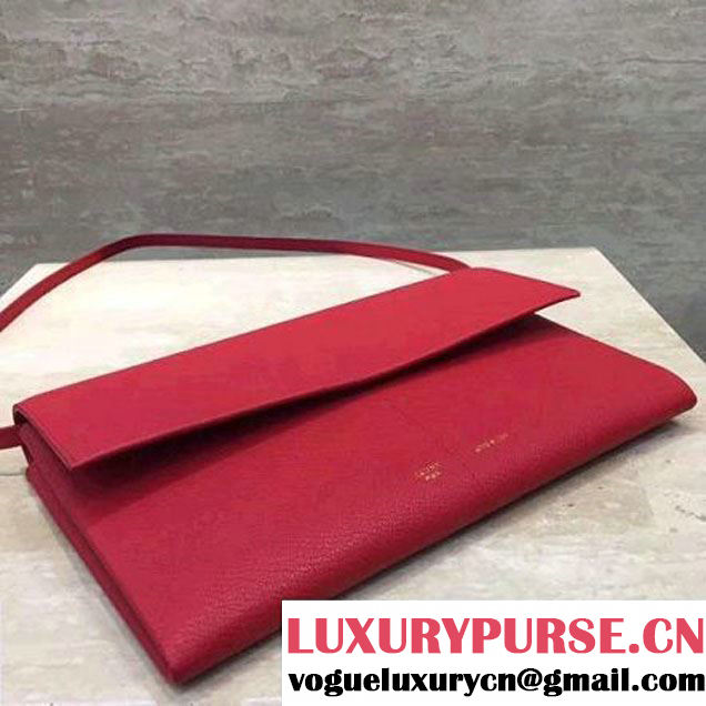 Celine Folded Clutch in Shiny Goatskin Red 2017 (1A021-7070318 )