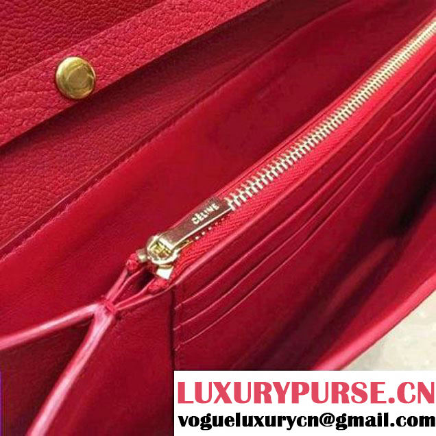 Celine Folded Clutch in Shiny Goatskin Red 2017 (1A021-7070318 )
