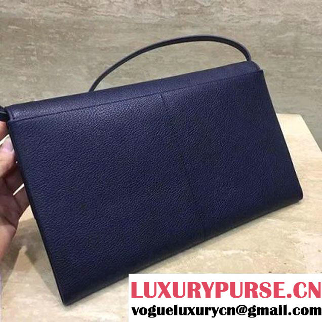 Celine Folded Clutch in Shiny Goatskin Navy Blue 2017 (1A021-7070319 )
