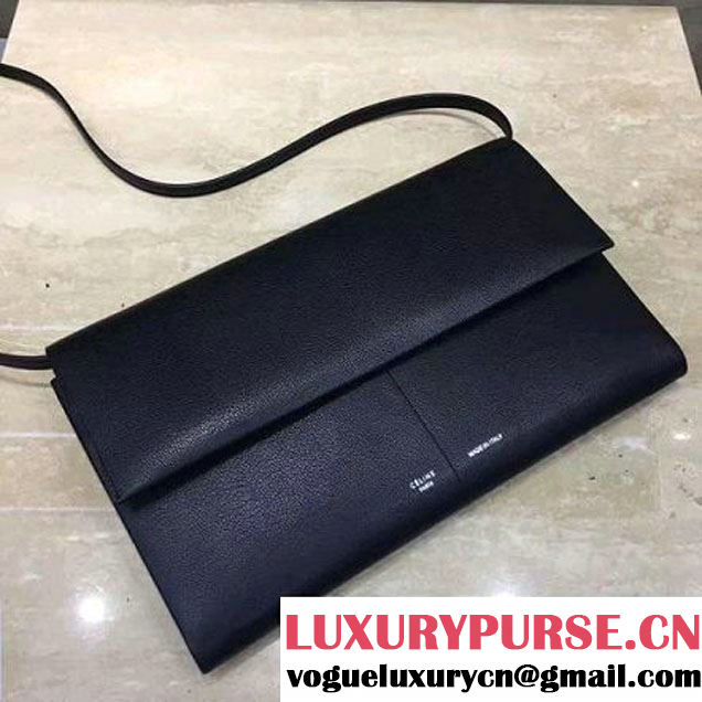 Celine Folded Clutch in Shiny Goatskin Black 2017 (1A021-7070320 )