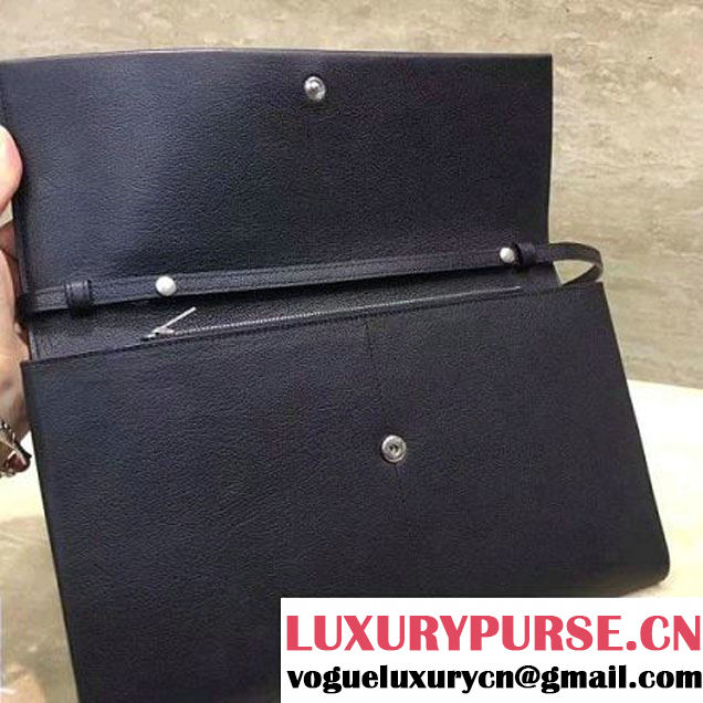 Celine Folded Clutch in Shiny Goatskin Black 2017 (1A021-7070320 )