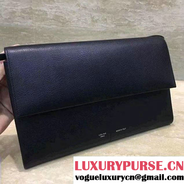Celine Folded Clutch in Shiny Goatskin Black 2017 (1A021-7070320 )