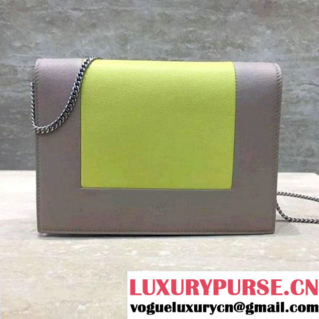 Celine Smooth Calfskin Frame Clutch Chain Shoulder Bag Yellow/Beige 2017 (1A021-7070321 )
