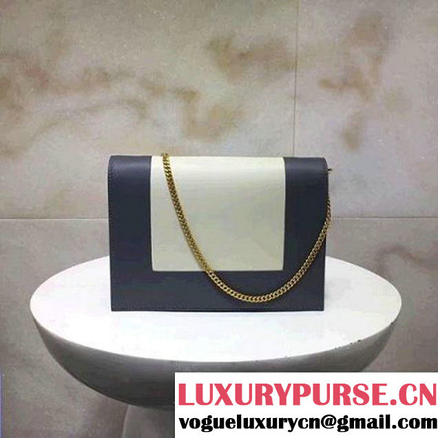 Celine Smooth Calfskin Frame Clutch Chain Shoulder Bag Grey/White 2017 (1A021-7070323 )