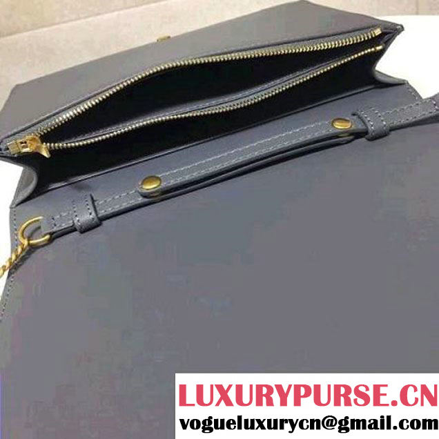 Celine Smooth Calfskin Frame Clutch Chain Shoulder Bag Grey/White 2017 (1A021-7070323 )