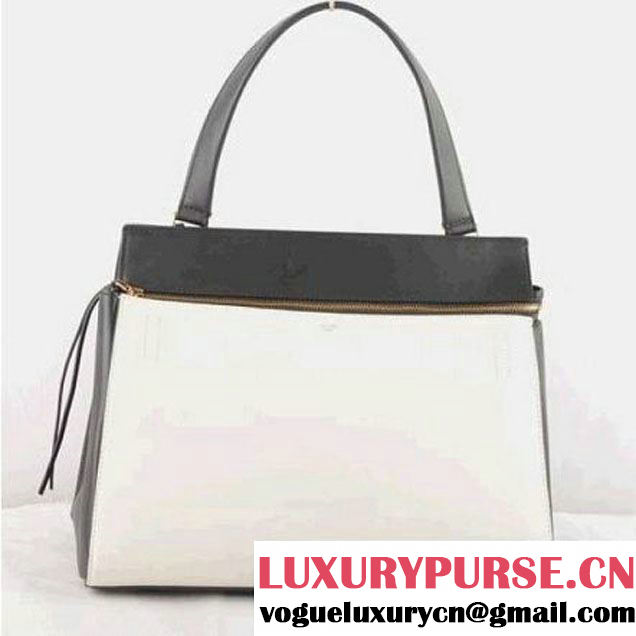 CELINE EDGE BAG MEDIUM IN CALFSKIN WHITE AND BLACK 520 (SKU: #376408 ) (SKU: #376408 )