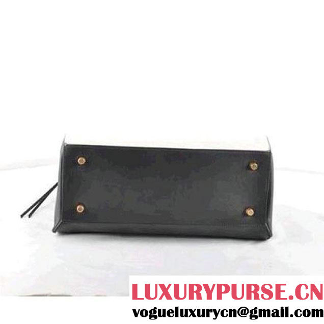 CELINE EDGE BAG MEDIUM IN CALFSKIN WHITE AND BLACK 520 (SKU: #376408 ) (SKU: #376408 )