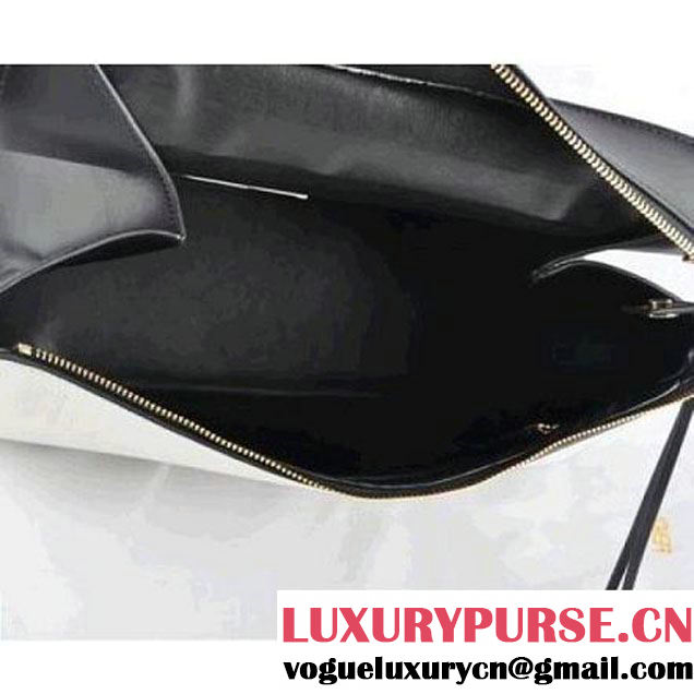 CELINE EDGE BAG MEDIUM IN CALFSKIN WHITE AND BLACK 520 (SKU: #376408 ) (SKU: #376408 )