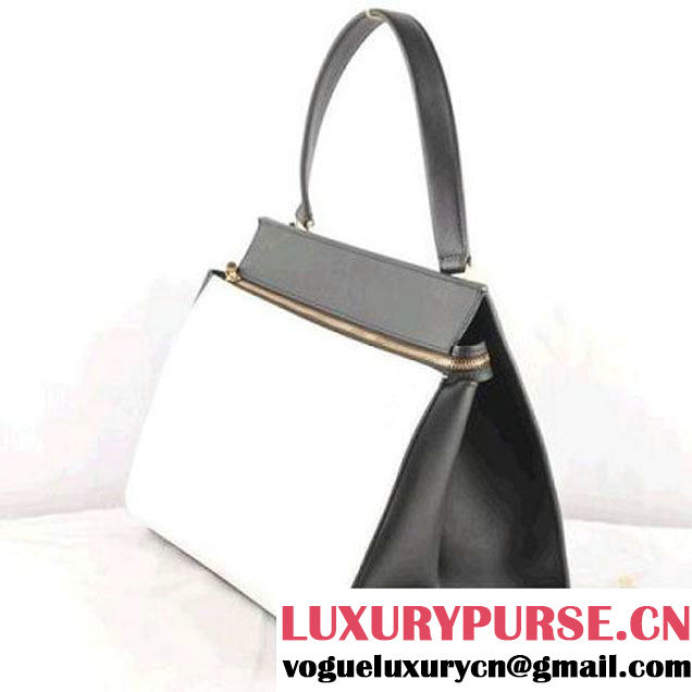 CELINE EDGE BAG MEDIUM IN CALFSKIN WHITE AND BLACK 520 (SKU: #376408 ) (SKU: #376408 )