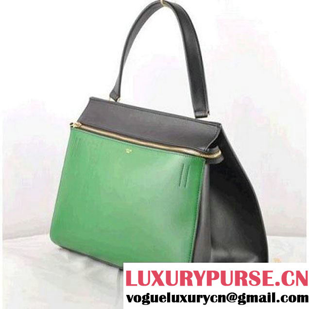 CELINE EDGE BAG MEDIUM IN CALFSKIN GREEN AND BLACK 520 (SKU: #401054 ) (SKU: #401054 )