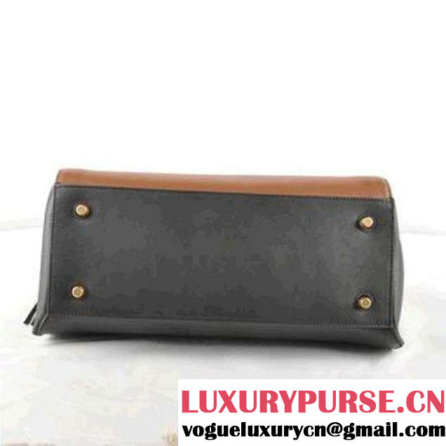 CELINE EDGE BAG MEDIUM IN CALFSKIN BROWN AND BLACK 520 (SKU: #232277 ) (SKU: #232277 )