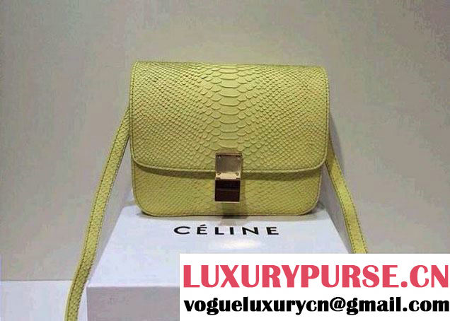 Celine Box Python Pattern Flap Bag Yellow