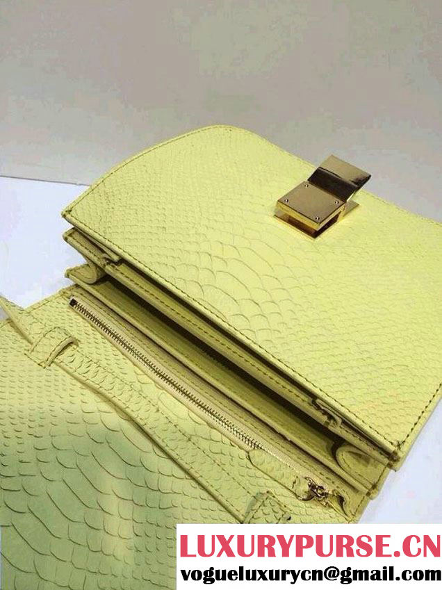 Celine Box Python Pattern Flap Bag Yellow