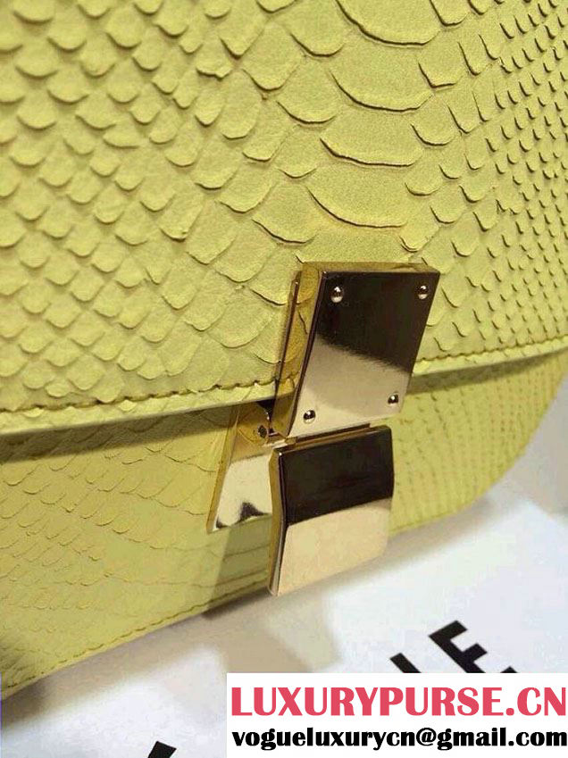 Celine Box Python Pattern Flap Bag Yellow