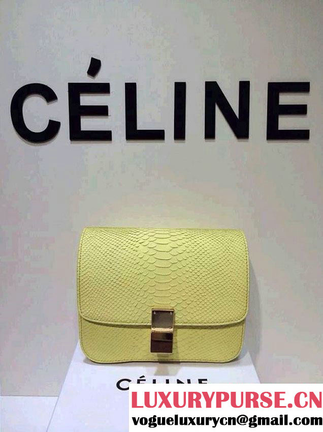 Celine Box Python Pattern Flap Bag Yellow