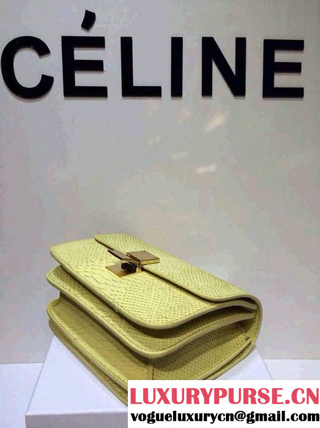 Celine Box Python Pattern Flap Bag Yellow