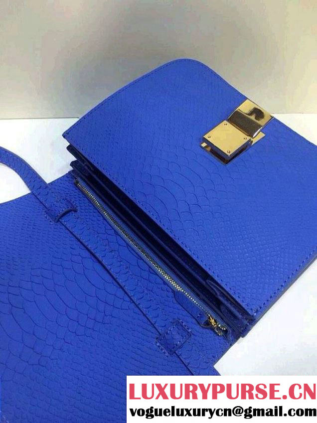 Celine Box Python Pattern Flap Bag Blue