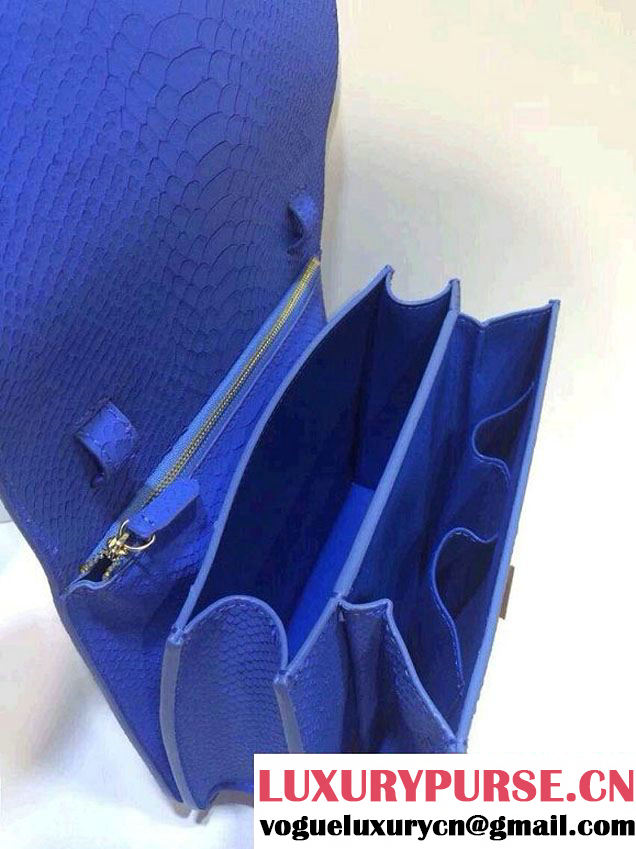 Celine Box Python Pattern Flap Bag Blue