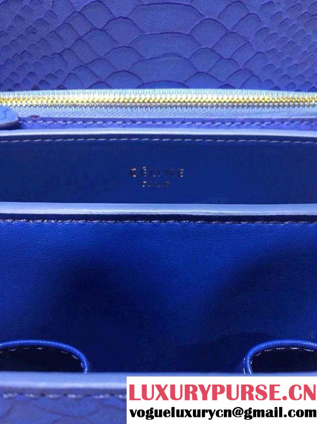 Celine Box Python Pattern Flap Bag Blue