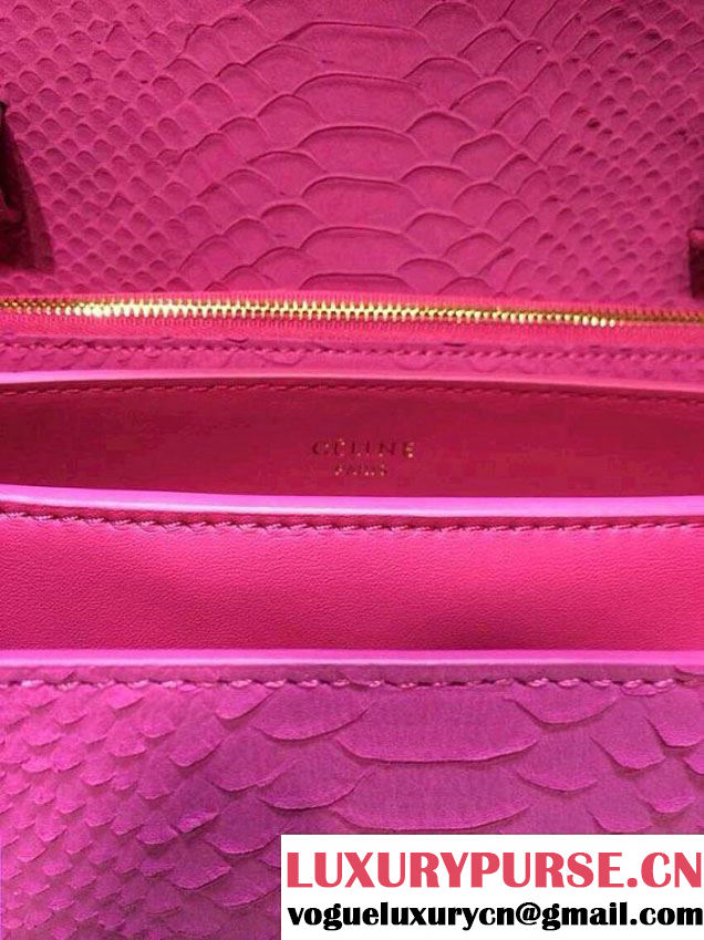 Celine Box Python Pattern Flap Bag Fushia
