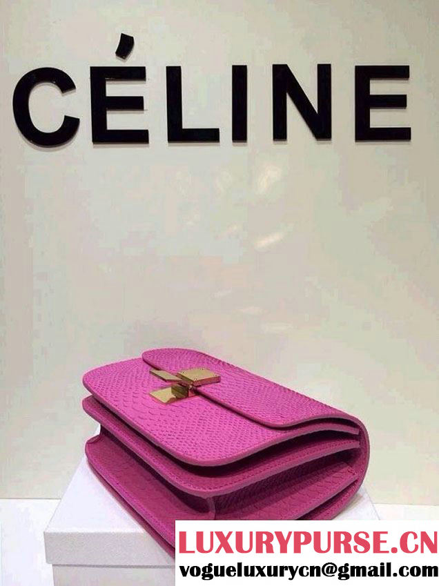 Celine Box Python Pattern Flap Bag Fushia