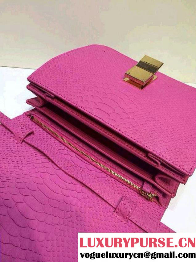 Celine Box Python Pattern Flap Bag Fushia