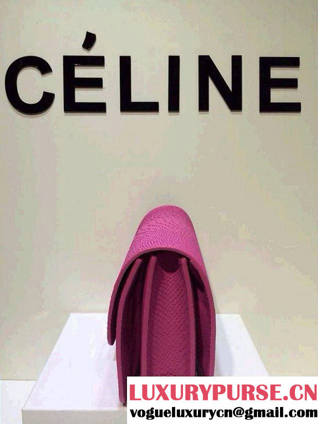 Celine Box Python Pattern Flap Bag Fushia