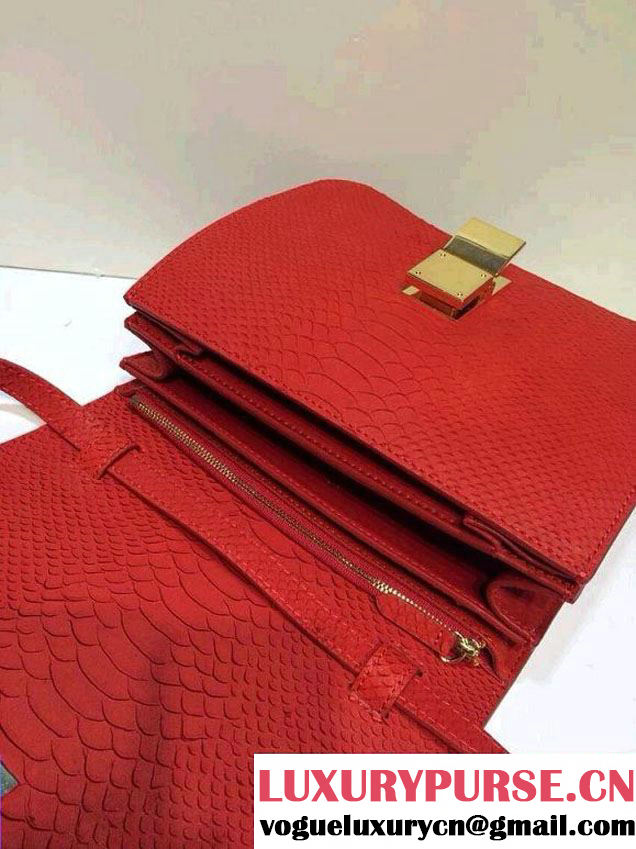 Celine Box Python Pattern Flap Bag Red