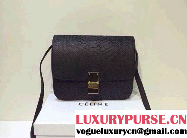 Celine Box Python Pattern Flap Bag Black