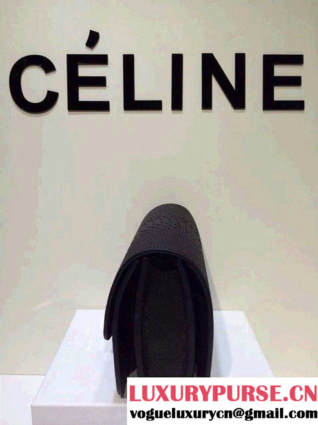 Celine Box Python Pattern Flap Bag Black