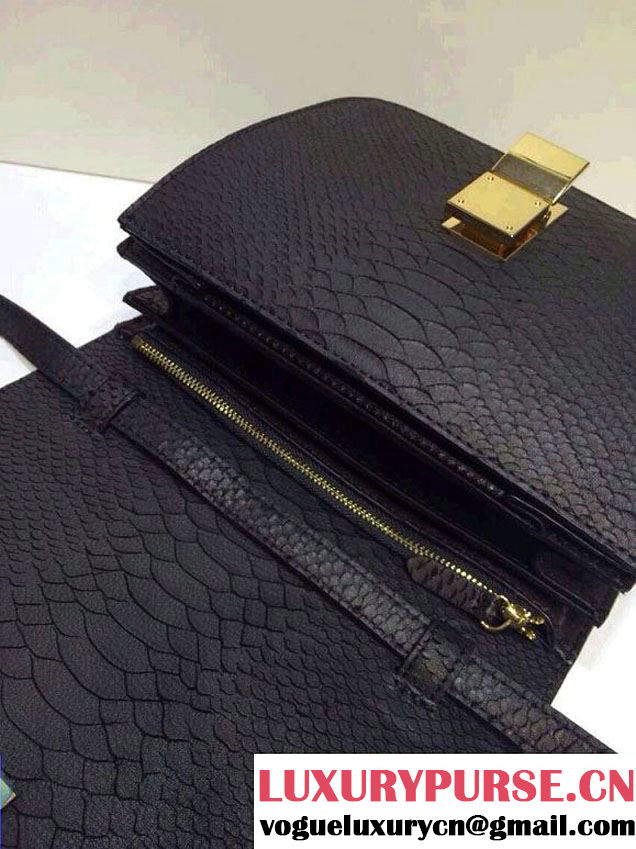 Celine Box Python Pattern Flap Bag Black