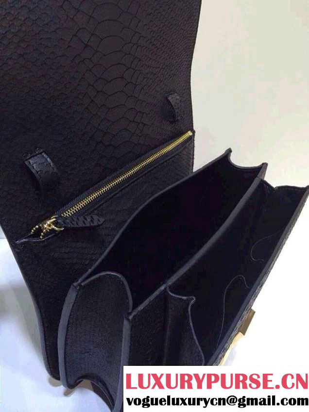 Celine Box Python Pattern Flap Bag Black